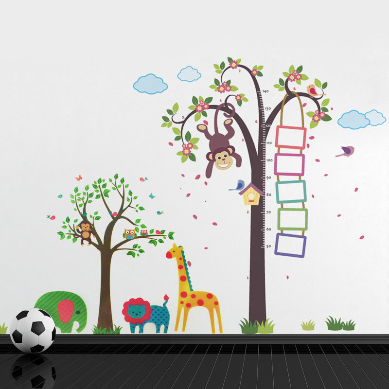 Roomie Kidz Wandsticker-Set Affe Höhenmessung mit Tierbaum